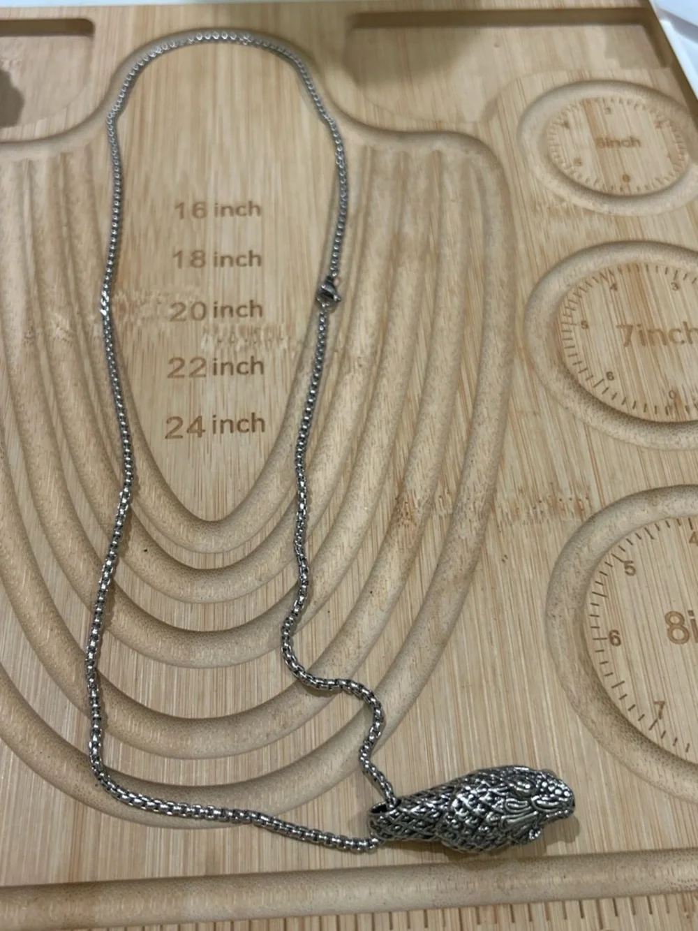 Unisex silver color necklace with snake pendant